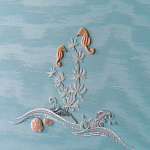 Обои с вышивкой ручной работы Amami Waves Moonbeam colourway on silk moire варинант исполнения - 5 | Loft Concept в Челябинске