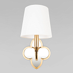 Бра с белым текстильным абажуром и декоративным основанием в виде четырехлистника с зеркальной вставкой Vitorino варинант исполнения - 18 | Loft Concept в Челябинске