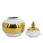 Ваза белая с крышкой и золотистыми фрагментами 24 см Chinoiserie Ceramics варинант исполнения - 2 | Loft Concept в Челябинске