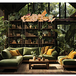 Люстра круглая на золотом каркасе с птичками и цветочным декором Miscellaneous herbs варинант исполнения - 10 | Loft Concept в Челябинске