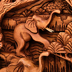 Панно из дерева пять слонов Panel With Animals варинант исполнения - 3 | Loft Concept в Челябинске