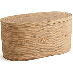 Плетеная овальная корзина с крышкой Shani Rattan Basket варинант исполнения - 1 | Loft Concept в Челябинске