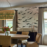 Обои ручная роспись Fishes Blue Pearl on Tarnished Silver gilded silk with pearlescent antiquing варинант исполнения - 3 | Loft Concept в Челябинске