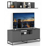 ТВ-тумба цвета графит с  2-мя дверцами и ящиком Strict Lines варинант исполнения - 6 | Loft Concept в Челябинске