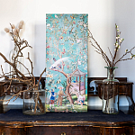 Постер на холсте в стиле шинуазри с изображением сада Chinoiserie Gazebo in the Imperial Garden Poster варинант исполнения - 4 | Loft Concept в Челябинске