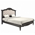 Кровать черная из массива бука с основанием и мягким изголовьем Black Provence варинант исполнения - 1 | Loft Concept в Челябинске