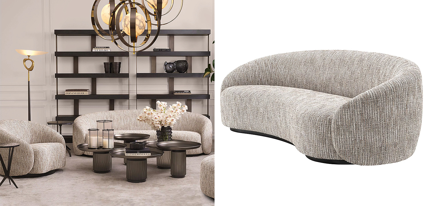 Диван Eichholtz Sofa Amore Бежево-серый Черный Диван Eichholtz Sofa Amore Бежево-серый Черный - Loft-Concept в Челябинске