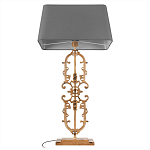 Настольная лампа на ажурном чугунном основании с тканевым серым абажуром Openwork Lamp варинант исполнения - 3 | Loft Concept в Челябинске