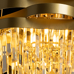 Люстра цвета матового золота с металлическими лентами и длинными прозрачными подвесками Gilded Waves варинант исполнения - 5 | Loft Concept в Челябинске