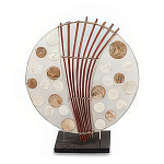 Настольная лампа из перламутра и дерева на подставке Indonesian Round Shell варинант исполнения - 3 | Loft Concept в Челябинске