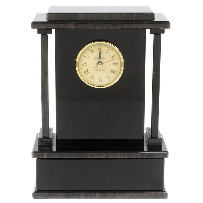 Часы настольные черные из натурального камня Обсидиан Stone Clock Черный Золотой Часы настольные черные из натурального камня Обсидиан Stone Clock Черный Золотой в Челябинске | Loft Concept