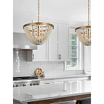 Люстра с подвесками в виде круглых деревянных белых бусин White Wooden Beads Chandelier варинант исполнения - 1 | Loft Concept в Челябинске