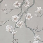 Обои ручная роспись Magnolia Canopy Original Colourway on Oyster Shell metallic silk варинант исполнения - 1 | Loft Concept в Челябинске