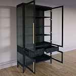 Витрина Primo со стеклянными фасадами и 2 ящиками Черный дуб варинант исполнения - 9 | Loft Concept в Челябинске