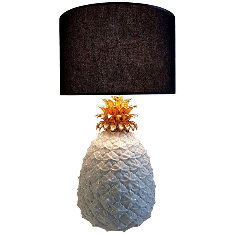 Настольная лампа с абажуром и декором в виде ананас Pineapple Black Lampshade Черный Белый Золотой Настольная лампа с абажуром и декором в виде ананас Pineapple Black Lampshade Черный Белый Золотой в Челябинске | Loft Concept