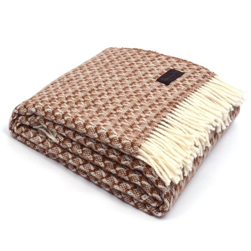 Плед BRIAS TRIANGLE 1200 Marzotto Бежево-серый Коричневый в Челябинске | Loft Concept 