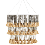 Люстра трехъярусная с декором из круглых деревянных бусин с кисточками Gray Brown Wooden Beads Chandelier варинант исполнения - 3 | Loft Concept в Челябинске