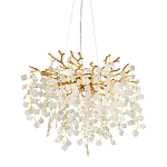 Люстра подвесная золотого цвета с декоративными ветвями и прозрачными рельефными подвесками FAIRYTREE Light варинант исполнения - 1 | Loft Concept в Челябинске