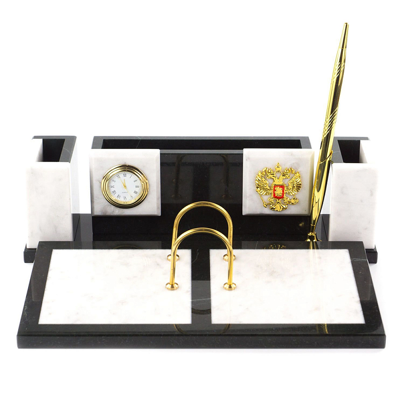 Настольный письменный набор из белого мрамора и змеевика Marble Accessory Золотой Белый Мрамор Bianco Черный Настольный письменный набор из белого мрамора и змеевика Marble Accessory Золотой Белый Мрамор Bianco Черный в Челябинске | Loft Concept