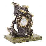 Часы настольные бронзовые в виде русалочки из натурального камня Змеевик Mermaid Stone Clock варинант исполнения - 3 | Loft Concept в Челябинске