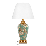 Настольная лампа бирюзовая с цветочным принтом Turquoise Flight варинант исполнения - 1 | Loft Concept в Челябинске