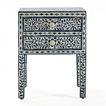 Тумбочка прикроватная White Pearl BEDSIDE CABINET 2 blue DRAWER варинант исполнения - 1 | Loft Concept в Челябинске