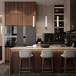 Подвесной светильник с узким цилиндрическим плафоном и черным металлическим декором Concrete Pipe варинант исполнения - 14 | Loft Concept в Челябинске