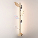 Бра с золотистой вертикальной трубкой и декоративными прозрачными листьями из стекла Sylva  варинант исполнения - 3 | Loft Concept в Челябинске