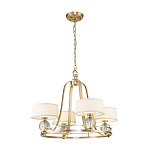 Люстра цвета латунь с 4-мя тканевыми абажурами и стеклянными шарами Quoizel варинант исполнения - 2 | Loft Concept в Челябинске
