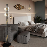 Торшер с 2-мя прозрачными стеклянными плафонами и золотистыми декоративными вставками Virelia варинант исполнения - 2 | Loft Concept в Челябинске