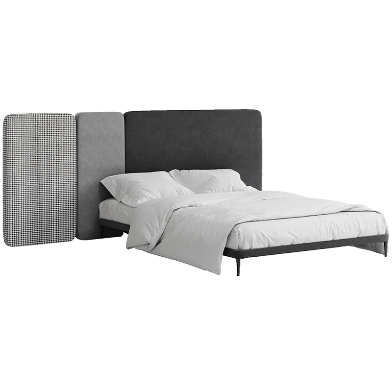 Кровать с большим мягким изголовьем Unity Dark Grey Bed Темно-серый Серый Кровать с большим мягким изголовьем Unity Dark Grey Bed Темно-серый Серый в Челябинске | Loft Concept