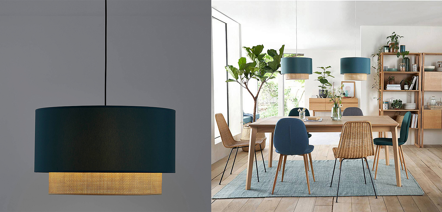 Подвесной светильник Ottar Wicker Turquoise lampshade Подвесной светильник Ottar Wicker Turquoise lampshade - Loft-Concept в Челябинске