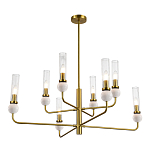 Люстра с 8-ю плафонами в форме стеклянных трубок и мраморных декоративных элементов Montreal варинант исполнения - 9 | Loft Concept в Челябинске