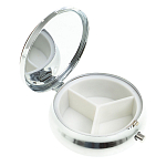 Таблетница карманная круглая с 3-мя отделениями с зеркалом и накладкой из натурального камня Жадеит Silver Stone Pillboxes варинант исполнения - 2 | Loft Concept в Челябинске