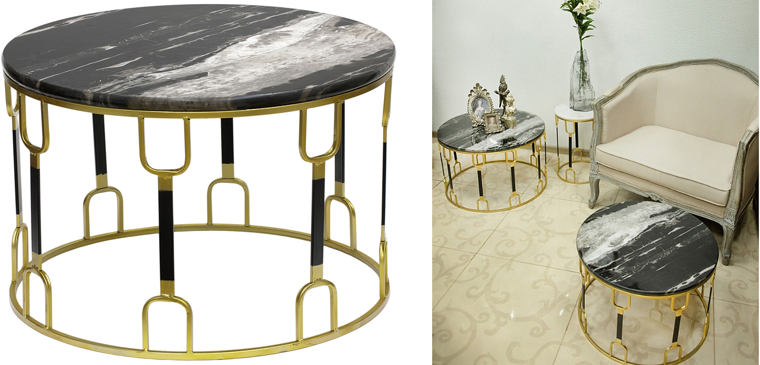 Приставной стол Dorius Side Table black marble Приставной стол Dorius Side Table black marble - Loft-Concept в Челябинске