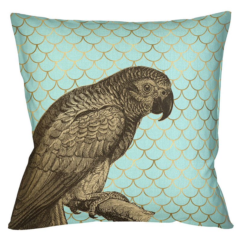 Подушка Safari light blue parrot Бирюзовый Глянцевое золото Подушка Safari light blue parrot Бирюзовый Глянцевое золото в Челябинске | Loft Concept
