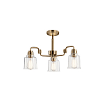Люстра цвета латунь с 3-мя прозрачными стеклянными плафонами Kichler варинант исполнения - 3 | Loft Concept в Челябинске