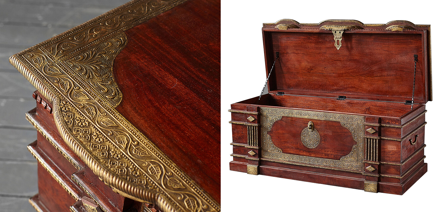 Сундук с латунной чеканкой Tejas Indian Inlaid Chest Сундук с латунной чеканкой Tejas Indian Inlaid Chest - Loft-Concept в Челябинске