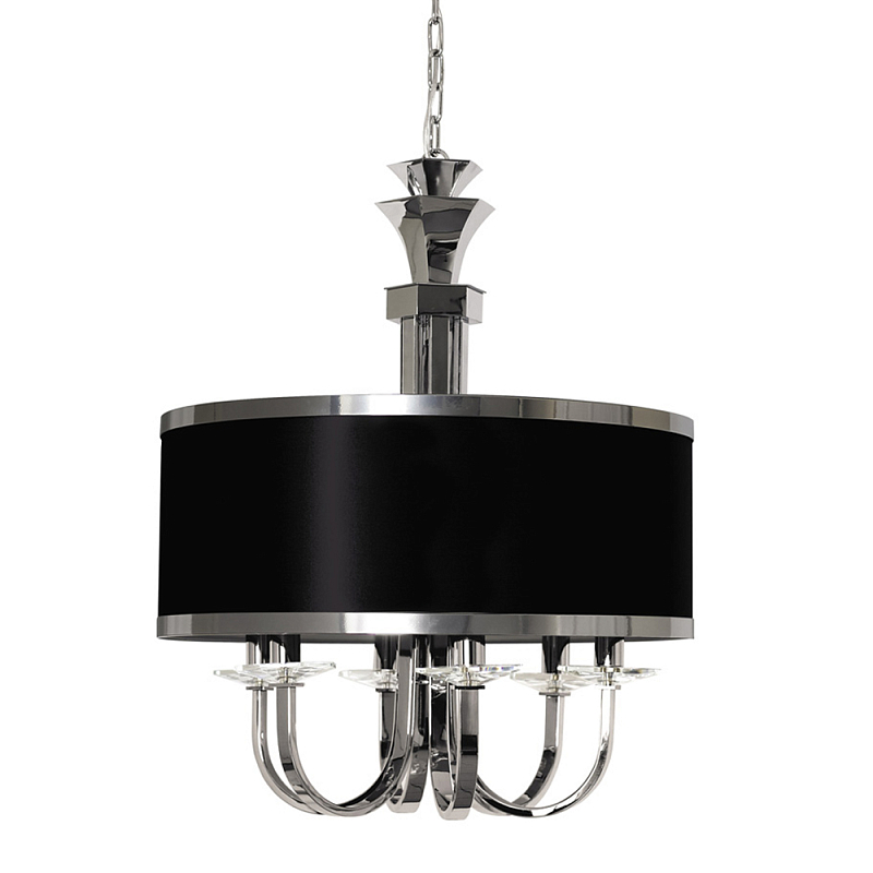 Люстра подвесная круглая с черным абажуром и чашей крепления в форме многогранника Natural Concepts Хром Сталь Золотой в Челябинске | Loft Concept 