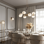 Подвесной светильник с шарообразным плафоном из белого стекла с подвеской из камня и кисточкой Agatelle варинант исполнения - 5 | Loft Concept в Челябинске