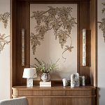 Обои с вышивкой ручной работы Deco Wisteria ﻿Midas colourway on Liso Pearl wool sateen варинант исполнения - 4 | Loft Concept в Челябинске