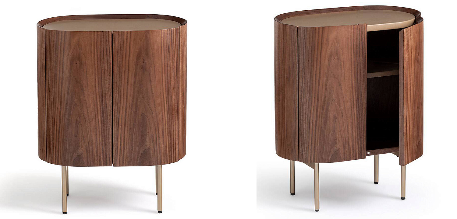 Тумба округлой формы Walnut and Leather массив ореха и столешница из натуральной кожи Тумба округлой формы Walnut and Leather массив ореха и столешница из натуральной кожи - Loft-Concept в Челябинске