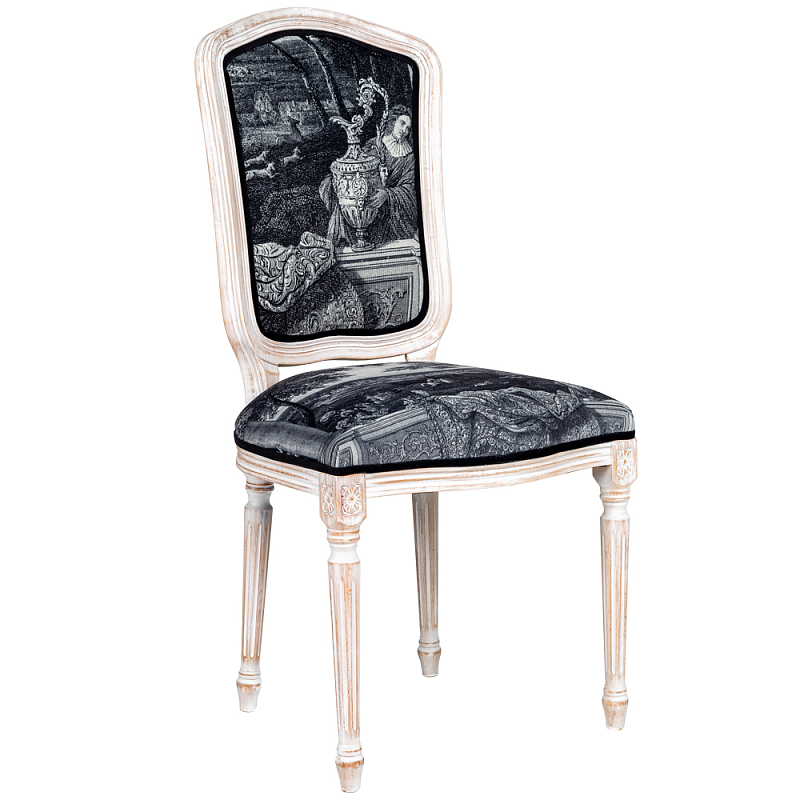 Стул Fontainebleau Stool Черно-белый Белый винтажная патина Стул Fontainebleau Stool Черно-белый Белый винтажная патина в Челябинске | Loft Concept