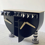 Дизайнерский комод полукруглый черный с 3-мя фактурным ящиками Occasion варинант исполнения - 2 | Loft Concept в Челябинске