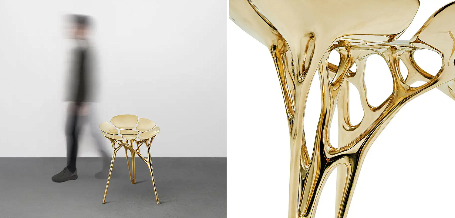 Барный стул Lotus Stool Side Table Gold Organic Form Барный стул Lotus Stool Side Table Gold Organic Form - Loft-Concept в Челябинске