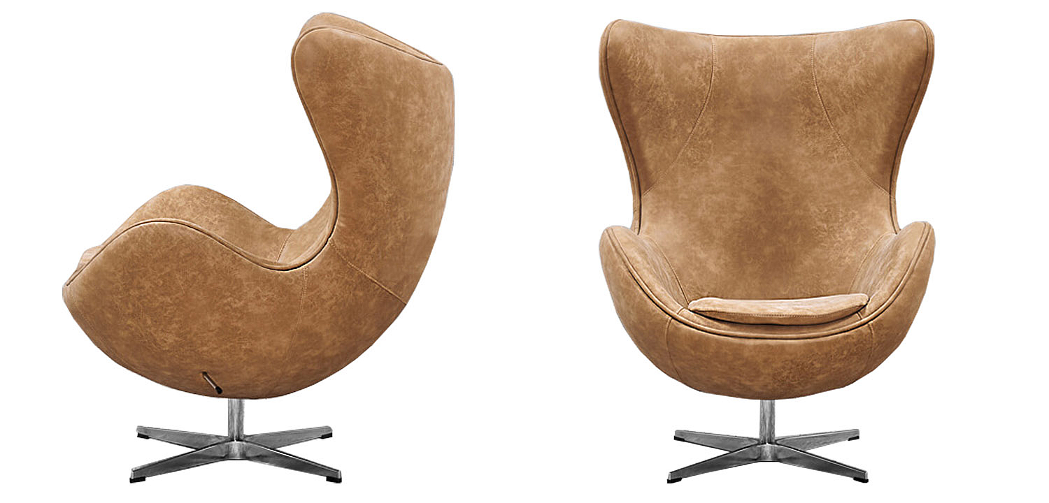 Кресло яйцо Egg Chair коричневая винтажная кожа Кресло яйцо Egg Chair коричневая винтажная кожа - Loft-Concept в Челябинске