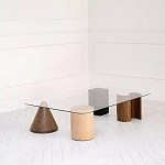 Дизайнерский журнальный стол с прозрачной столешницей и ножками в форме геометрических фигур Pytusin варинант исполнения - 1 | Loft Concept в Челябинске