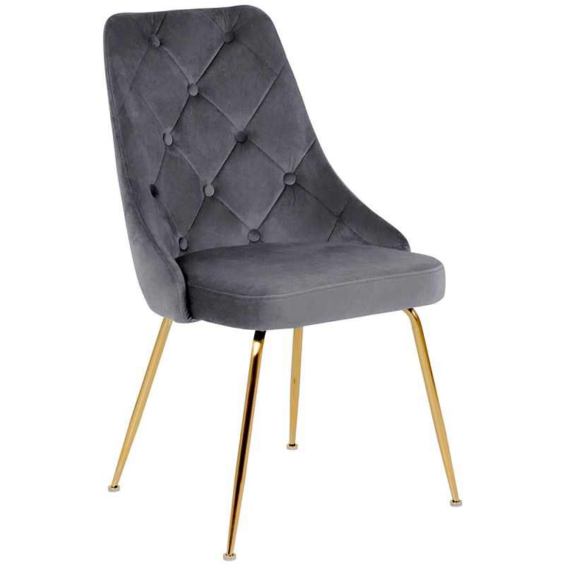 Стул в серой велюровой обивке Ward Grey Velour Chair Золотой Серый Стул в серой велюровой обивке Ward Grey Velour Chair Золотой Серый в Челябинске | Loft Concept