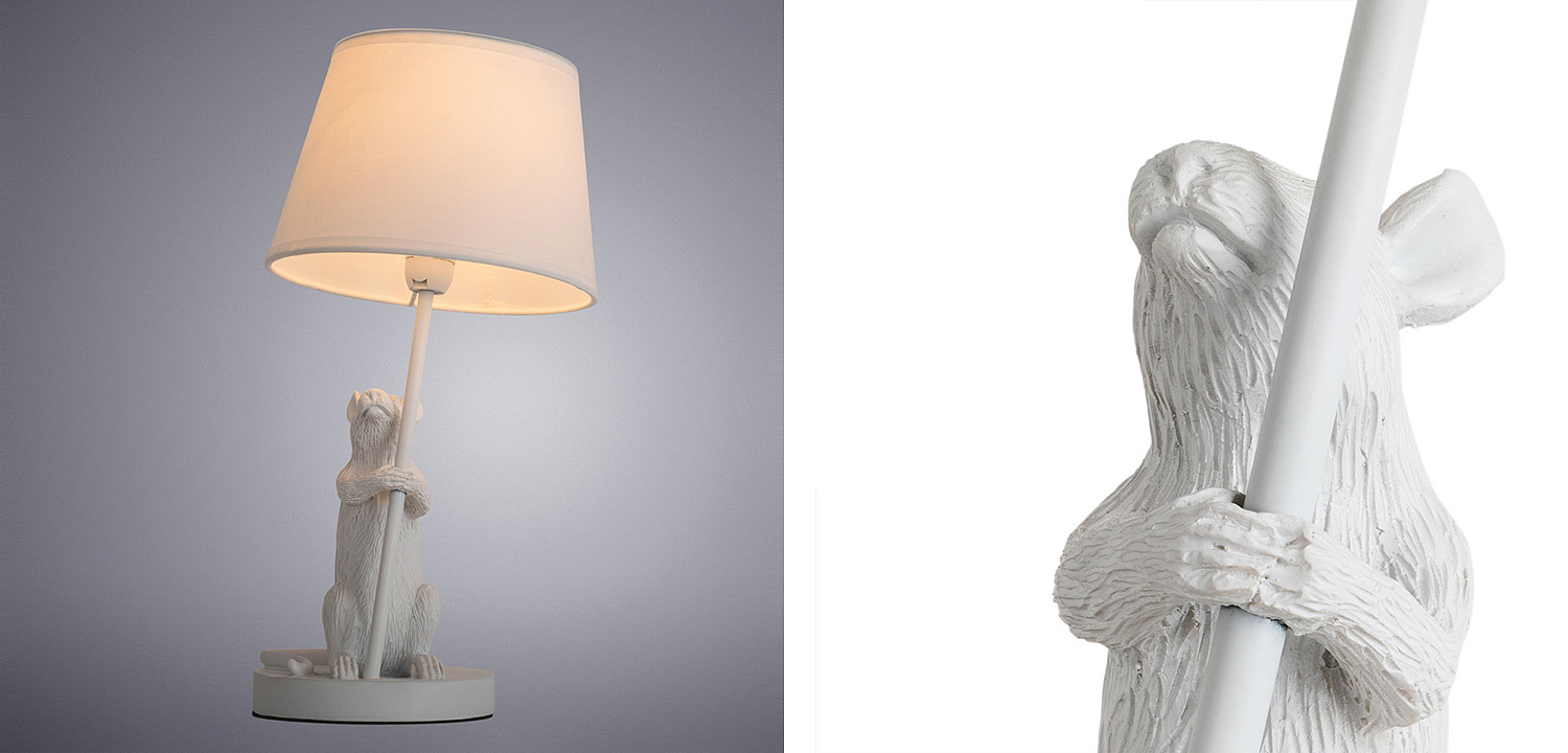 Настольная лампа White Mouse holding a lamp Настольная лампа White Mouse holding a lamp - Loft-Concept в Челябинске