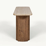 Консоль с овальной столешницей и фактурным деревянным основанием Enzo варинант исполнения - 1 | Loft Concept в Челябинске